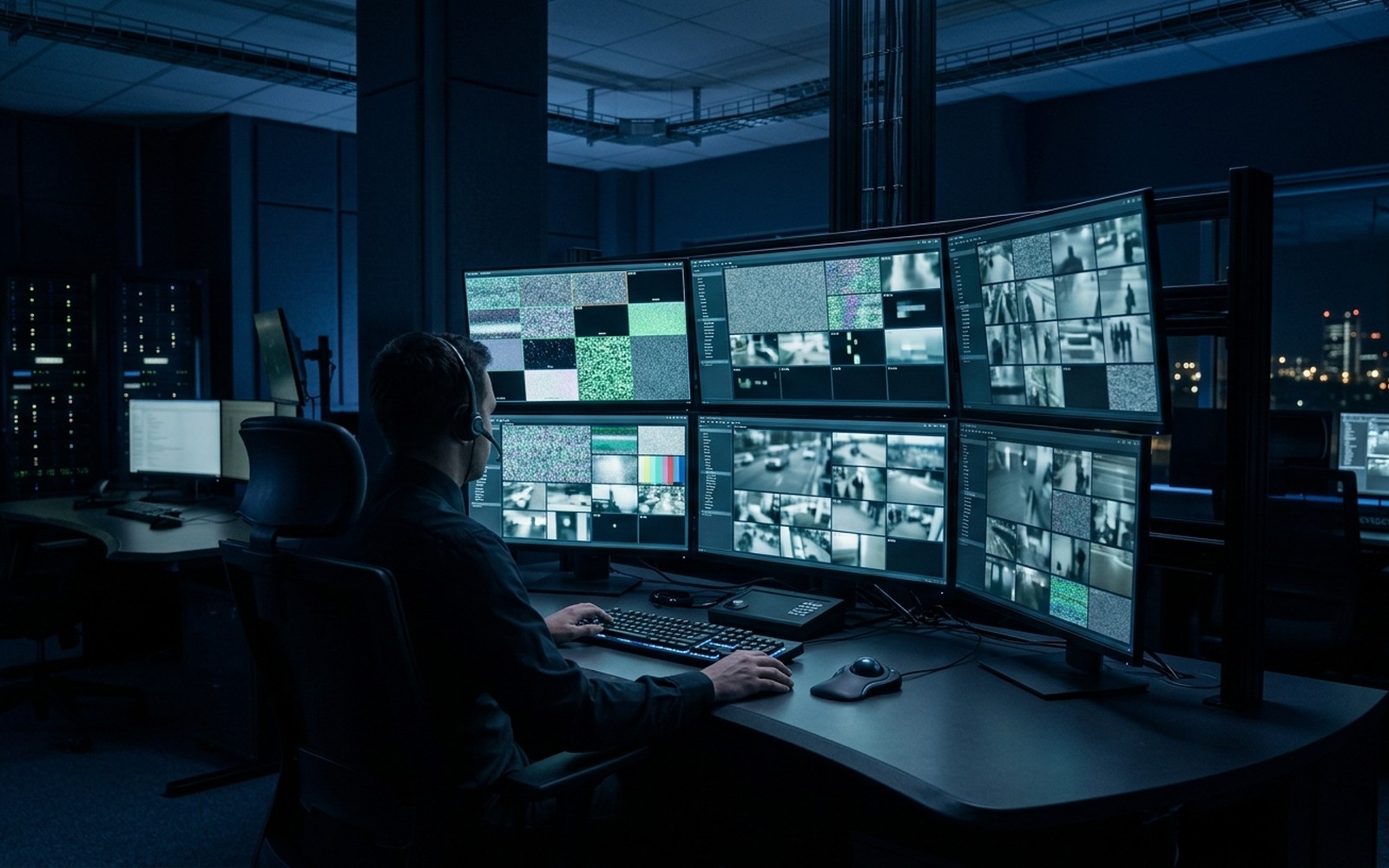 Operater u kontrolno-operativnom centru prati video-nadzor 24/7
